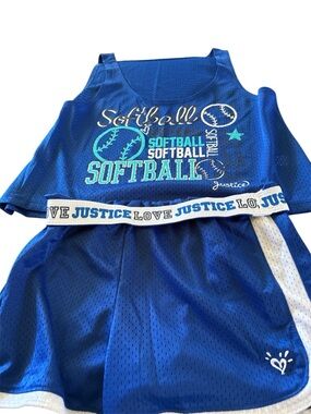 Justice Blue Softball Mesh Tank & Skort Set